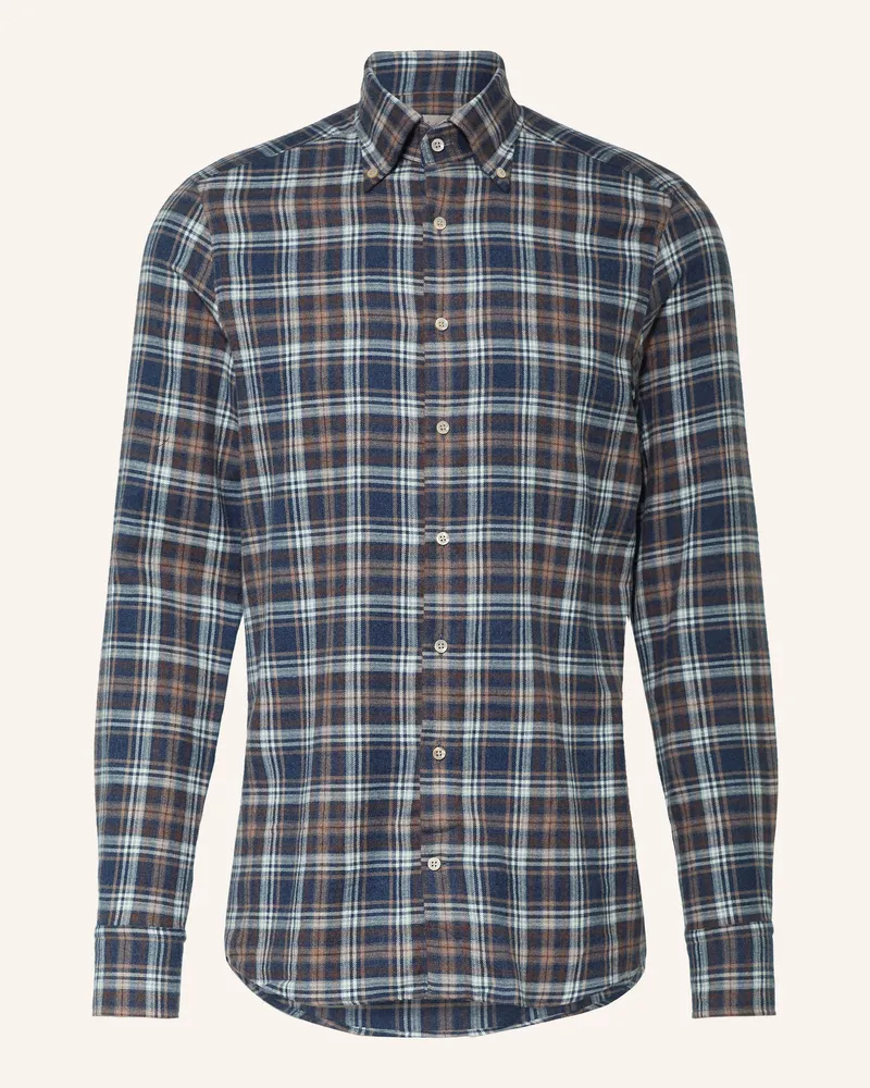 Stenströms Flanellhemd Slimline Fit blau Dunkelblau