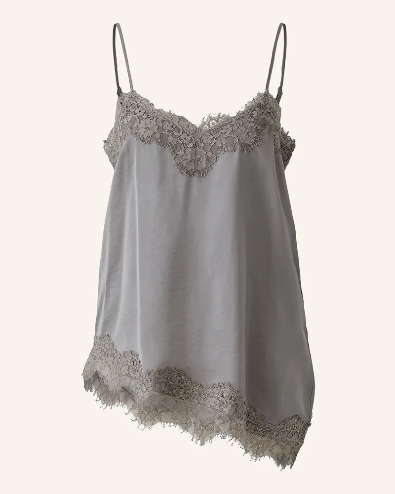 Oui  Satintop Mit Spitze grau Grau