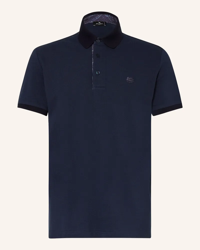 Etro Piqué-Poloshirt Slim Fit Dunkelblau