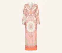Mesh-Kleid Mit Schmucksteinen orange