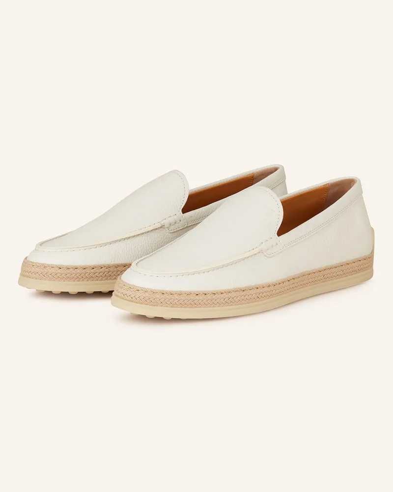 TOD'S Loafer Gomma Rafia weiss Ecru