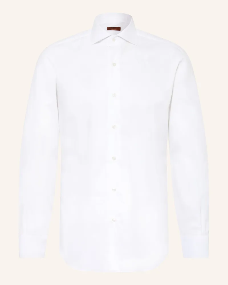 BARBA Piqué-Hemd Slim Fit Weiss