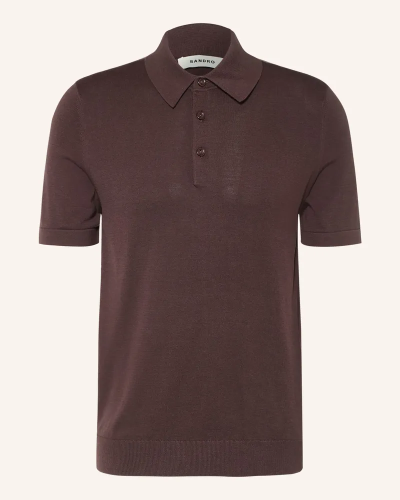 Sandro Strick-Poloshirt Mit Seide braun Dunkelbraun