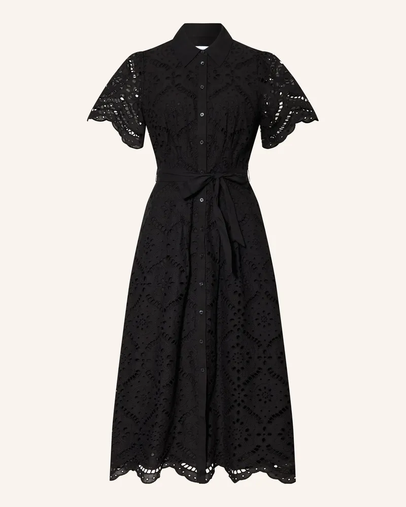HOBBS London Hemdblusenkleid Willa Aus Lochspitze schwarz Schwarz