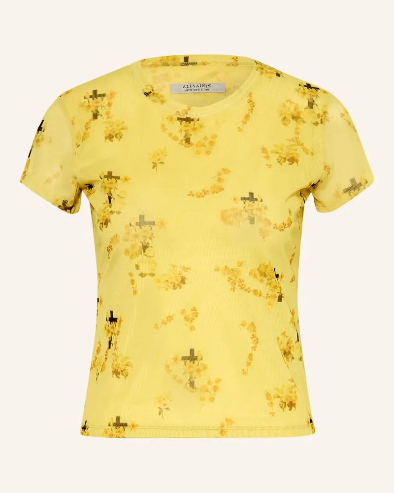 AllSaints T-Shirt ELLIE aus Mesh Gelb