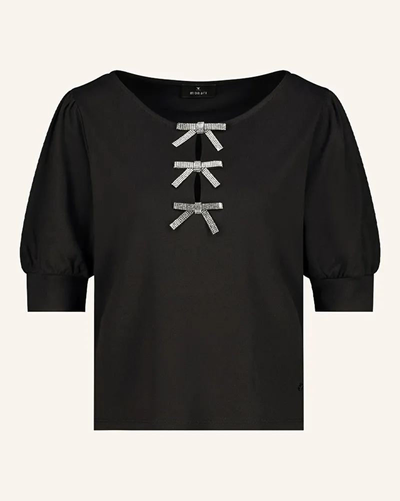 monari Blusenshirt aus Jersey mit Schmucksteinen Schwarz