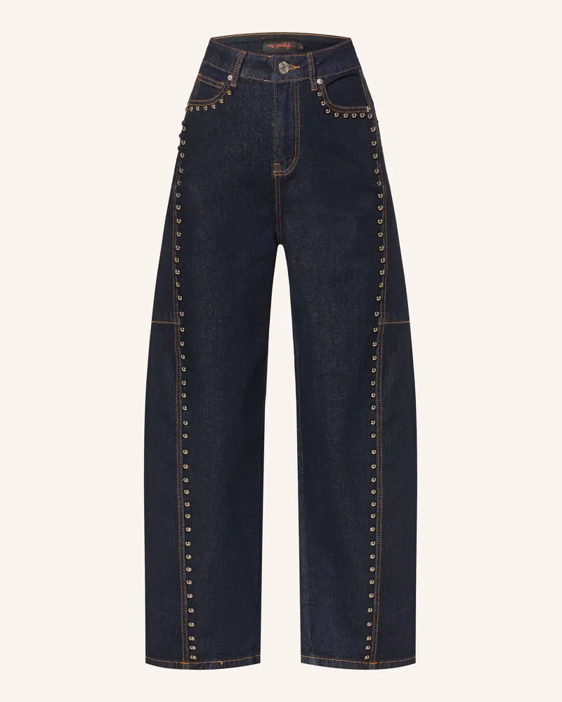Miss Goodlife Barrel Jeans Studs blau 27