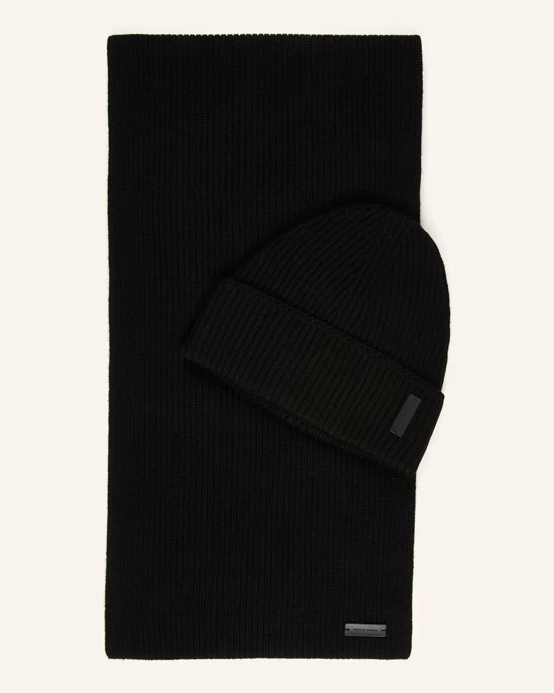 Tiger of Sweden Set: Mütze Und Schal Mit Geschenkbox schwarz Schwarz