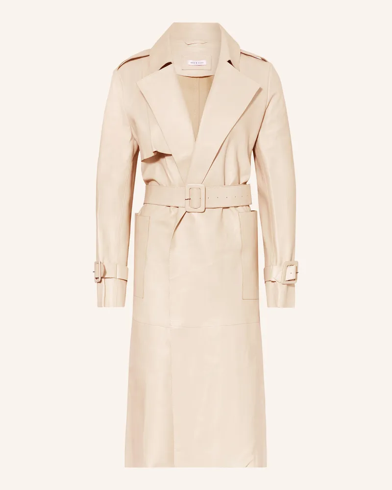 Mrs & HUGS Trenchcoat aus Leder Beige