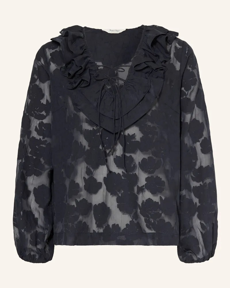 Part Two Blusenshirt Mit Rüschen blau Dunkelblau