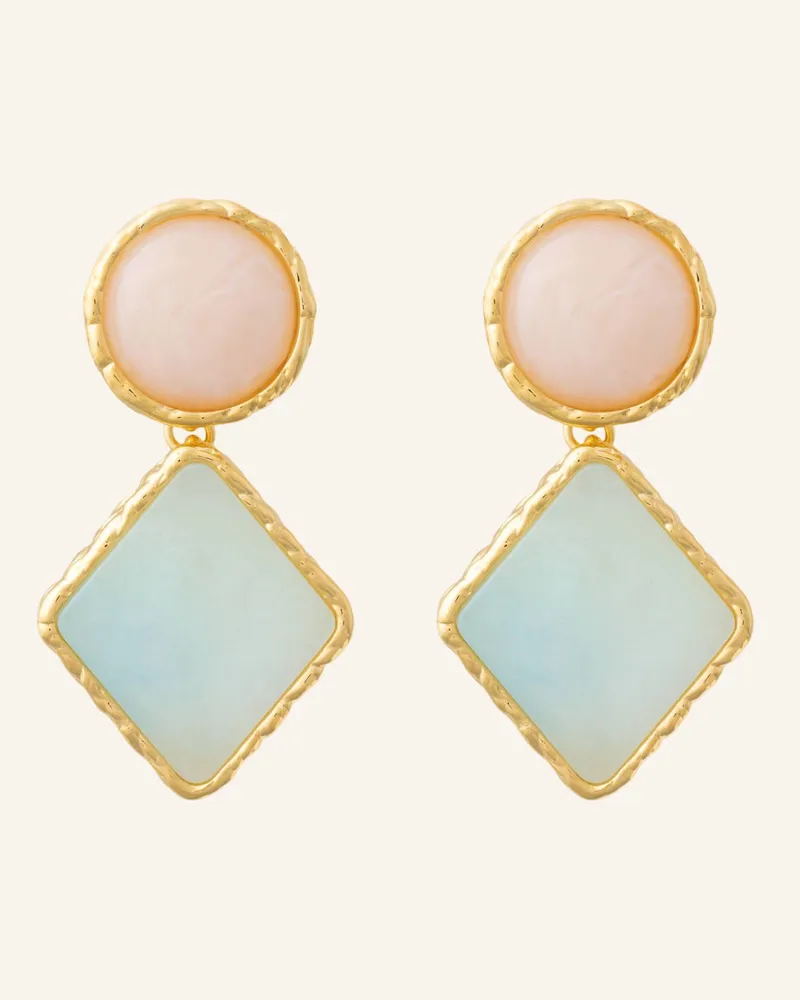 Vanessa Baroni Ohrhänger VINTAGE GEOMETRIC EARRING LATTE MARBLE CLOUD MARBLE by GLAMBOU Gold