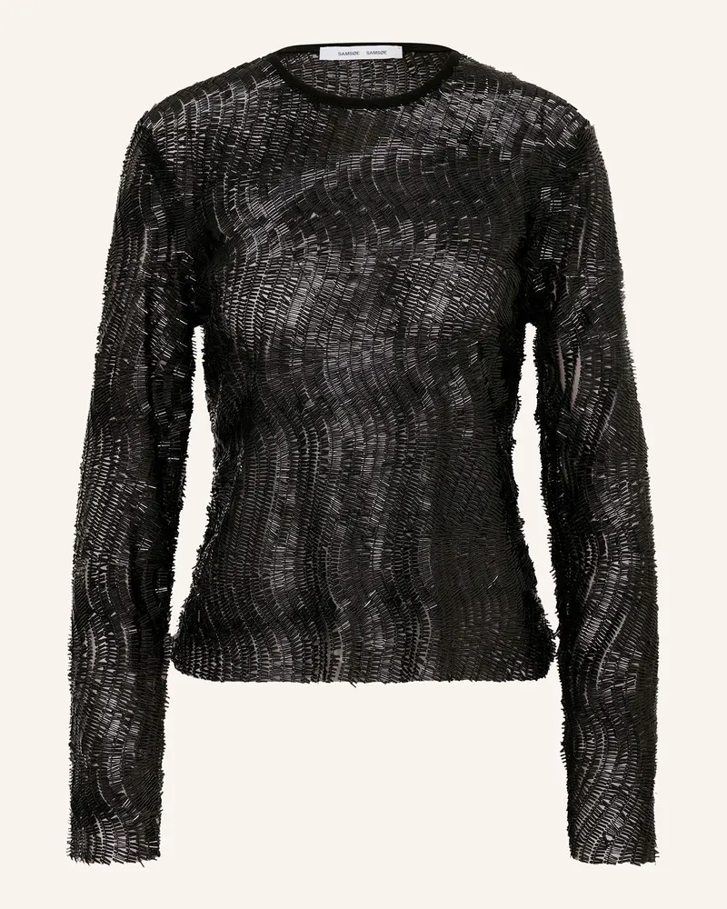 Samsøe & Samsøe Blusenshirt Saruby Mit Pailletten schwarz Schwarz