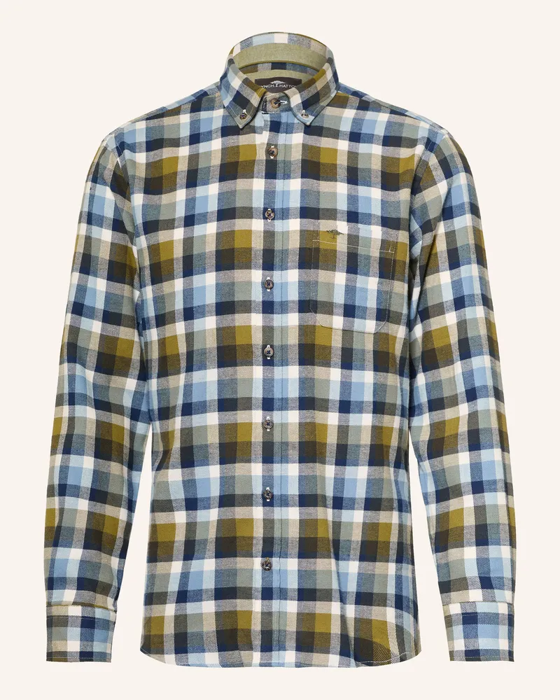 Fynch-Hatton Flanellhemd Regular Fit gruen Oliv