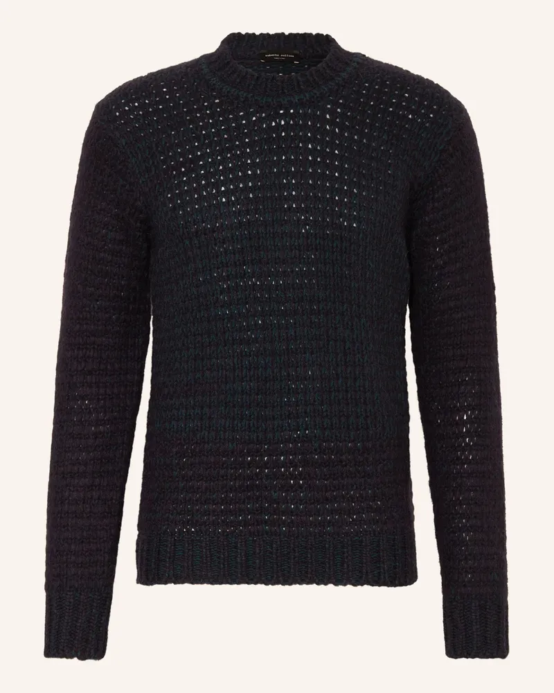 Roberto Collina Pullover mit Alpaka Dunkelblau