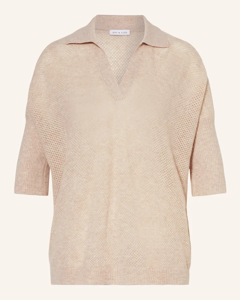 Mrs & HUGS Pullover mit 3/4-Arm Beige