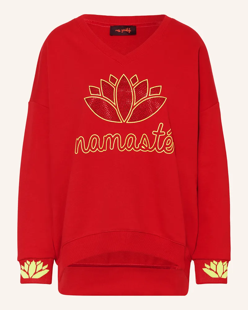 Miss Goodlife Sweatshirt mit Schmucksteinen Rot