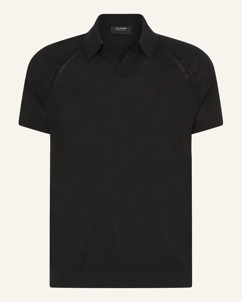 Olymp Strick-Poloshirt Schwarz