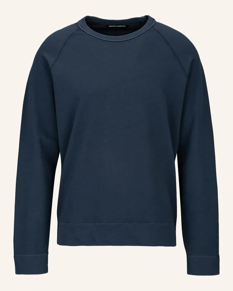 Trusted Handwork Round Neck 1/1-Sleeve Sweatshirt with Raglan Blau