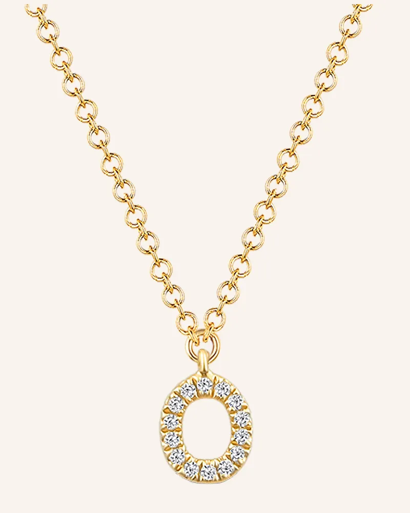 Leaf Initialien Halskette „O“ Aus 14 Karat Gelbgold Mit Diamanten gold Gold
