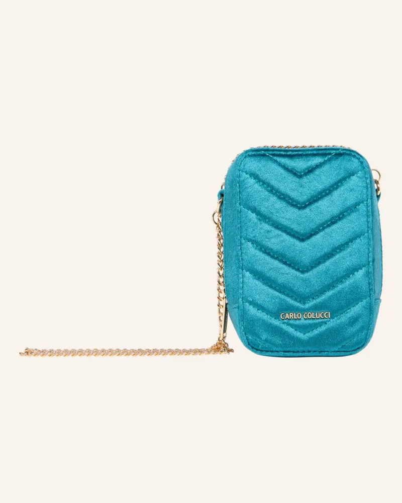 Carlo Colucci Samt Umhängetasche Mit Kette Dellavaja gruen Dunkelblau