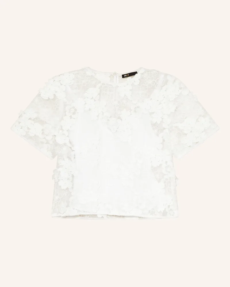 Maje Blusenshirt aus Spitze mit Schmucksteinen Weiss