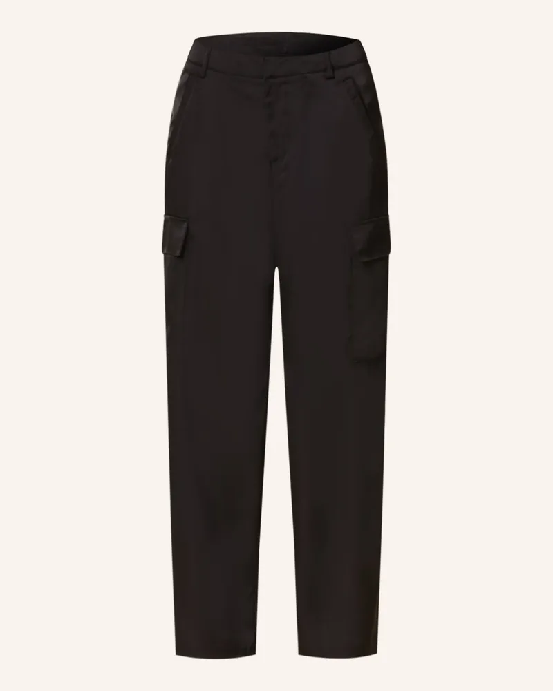 only Cargohose aus Satin Schwarz