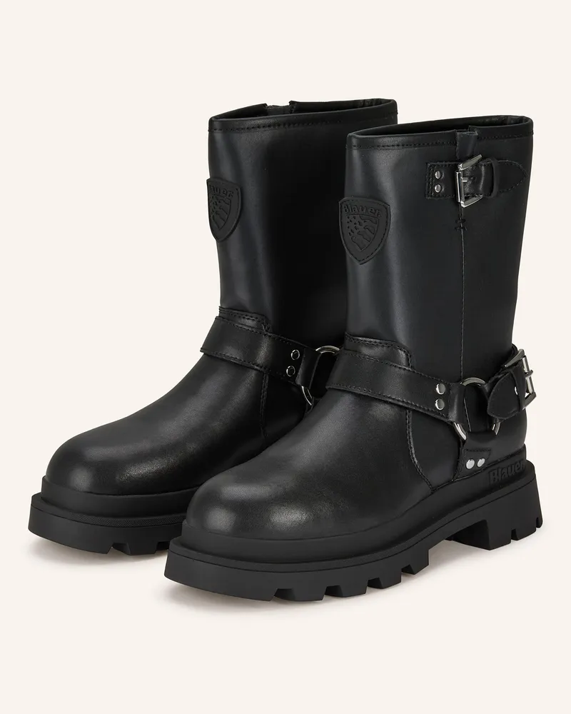 Blauer Biker Boots KIMMEL07 Schwarz