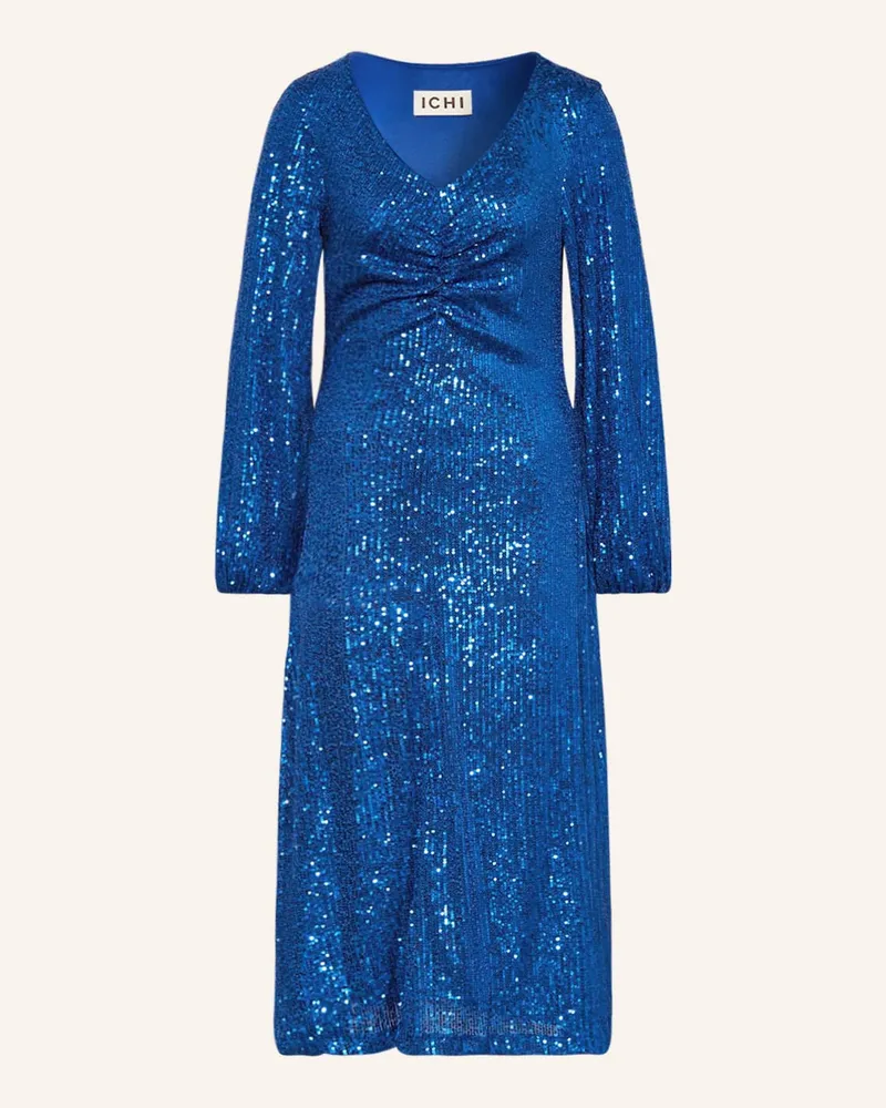 ICHI Kleid IHFAUCI mit Pailletten Blau