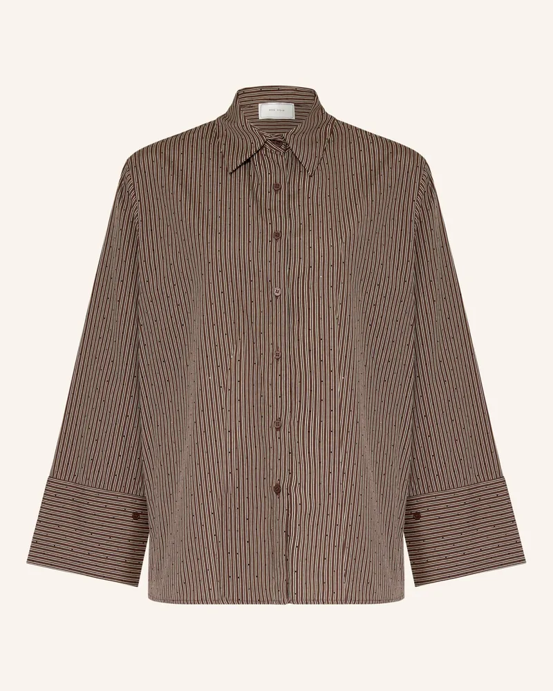 Neo Noir Hemdbluse DITA mit Schmucksteinen Dunkelbraun