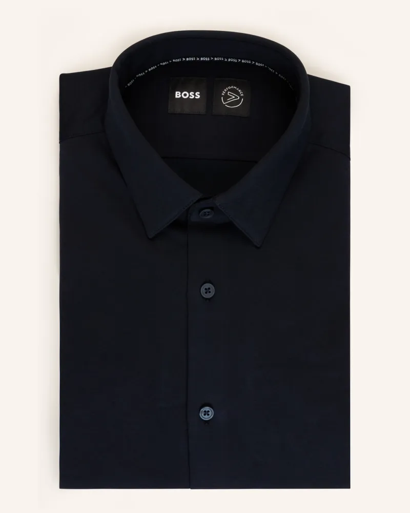 HUGO BOSS Jerseyhemd Hank Slim Fit blau Dunkelblau