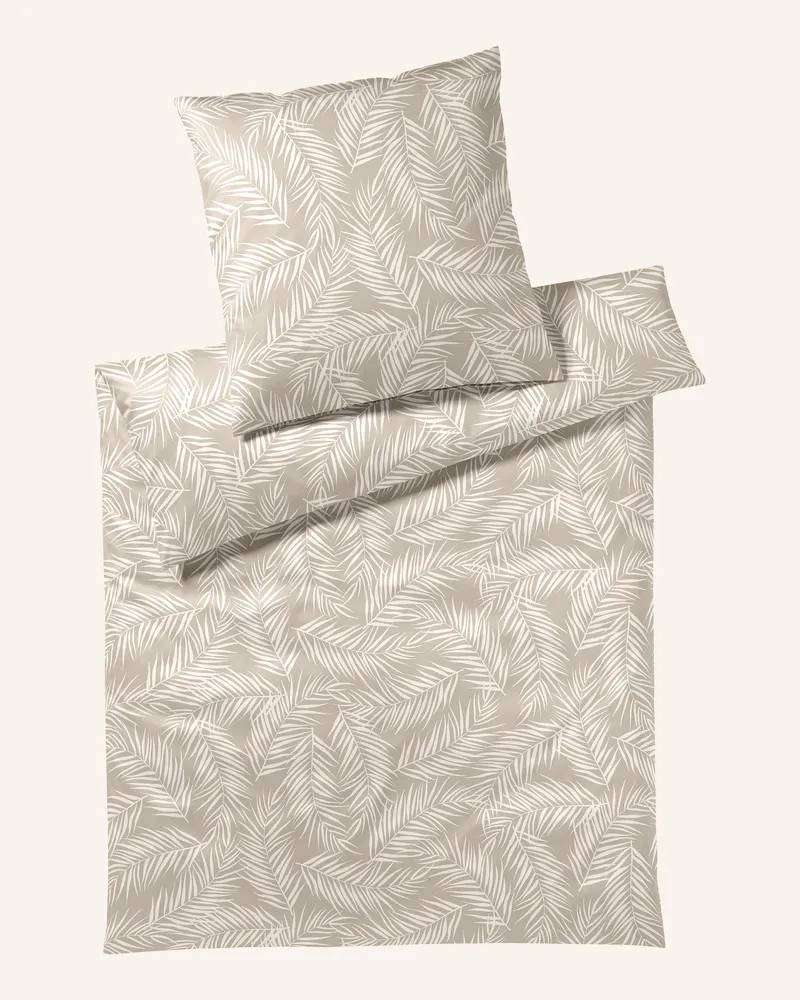 elegante Bettwäsche Maison Leaves beige Taupe