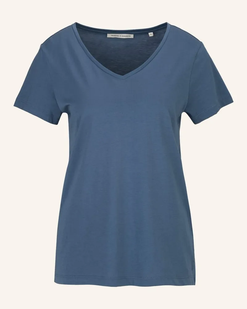 Trusted Handwork V-Neck 1/2-Sleeve T-Shirt Blau