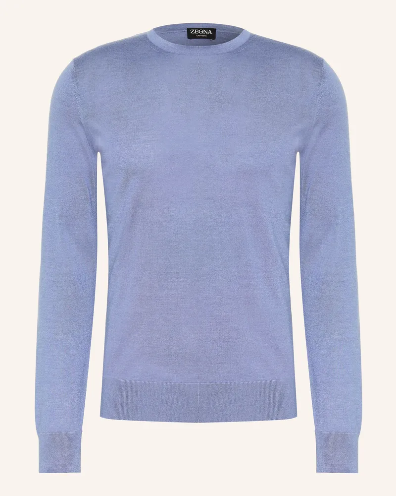 Ermenegildo Zegna Cashmere-Pullover mit Seide Blau