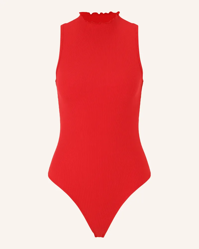 Les Lunes Ärmelloser Body Juuno Bodysuit Rib Lettuce Hem rot Beige