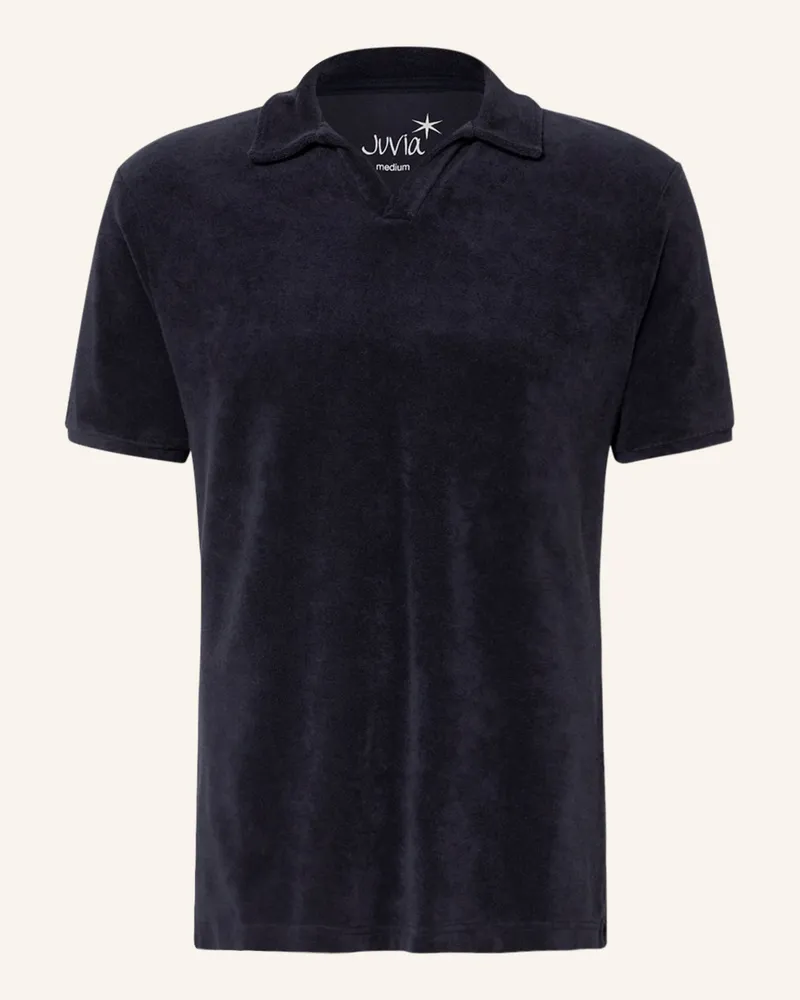 Juvia Frottee-Poloshirt blau Dunkelblau