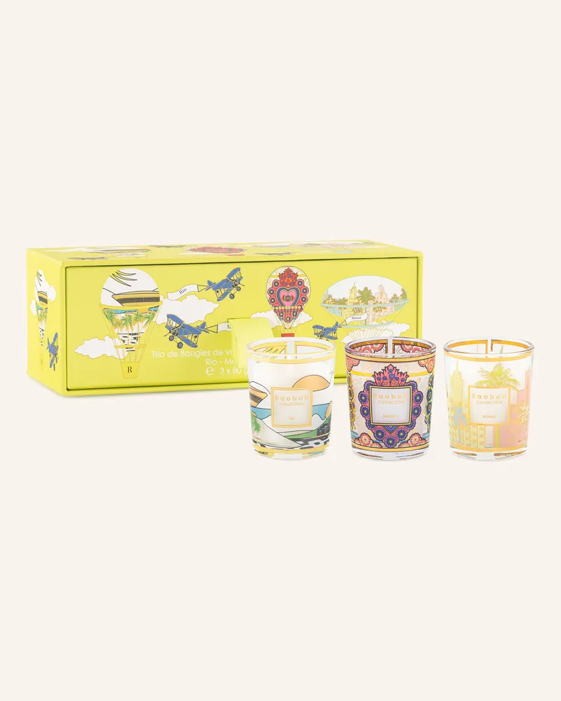 Baobab Collection 3er-Set Duftkerzen TRIO TRAVEL mit Geschenkbox Weiss