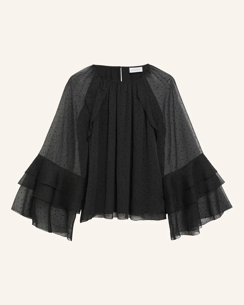 COMMA Blusenshirt Mit Volants schwarz Schwarz