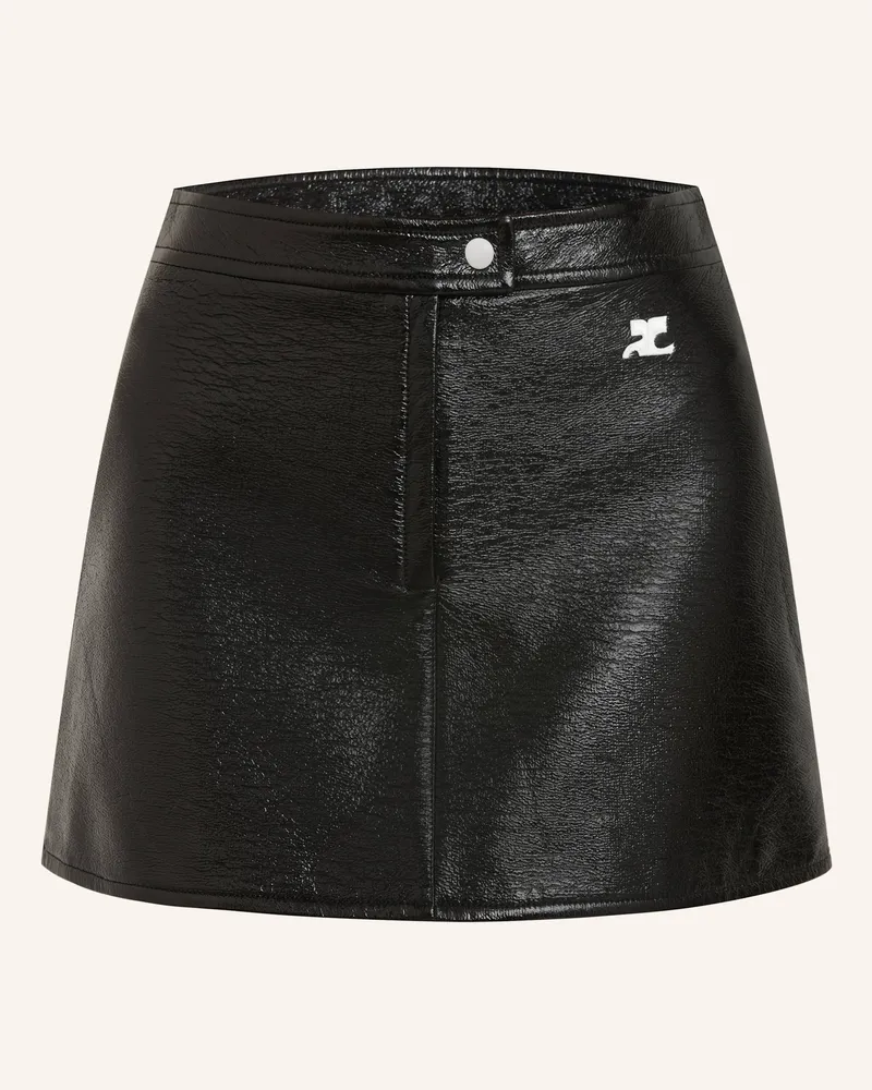 Courrèges Rock In Lederoptik schwarz Schwarz