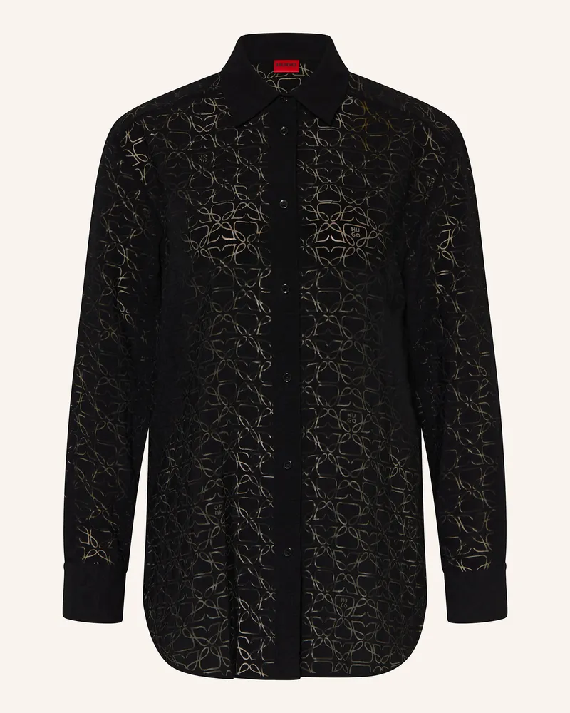 HUGO BOSS Oversized-Bluse THE OVERSIZE SHIRT Schwarz