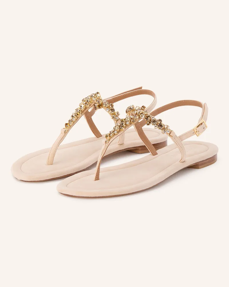 Viamercanti Zehentrenner mit Schmucksteinen Beige