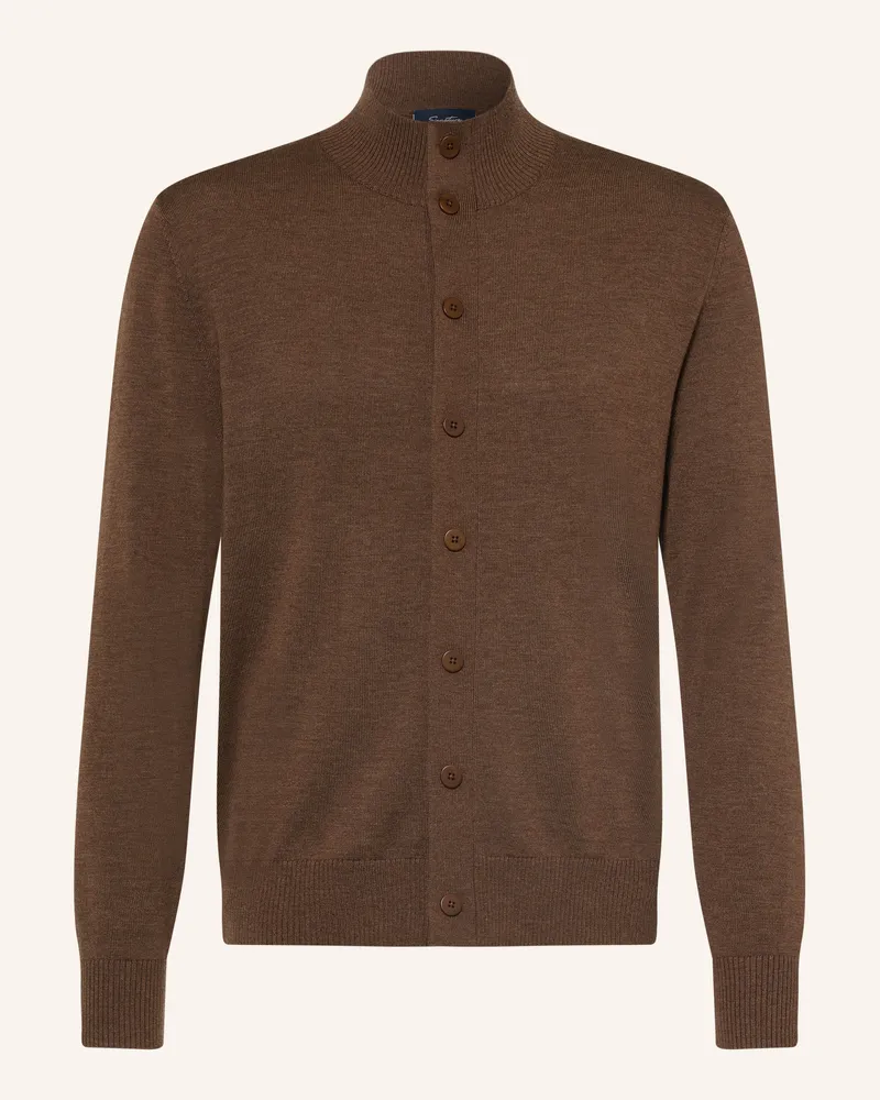 Olymp Strickjacke Aus Merinowolle braun Dunkelbraun