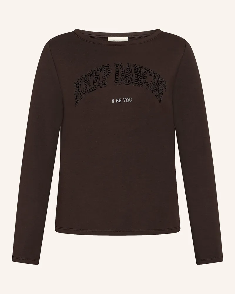 Cartoon Sweatshirt Mit Schmucksteinen braun Dunkelbraun