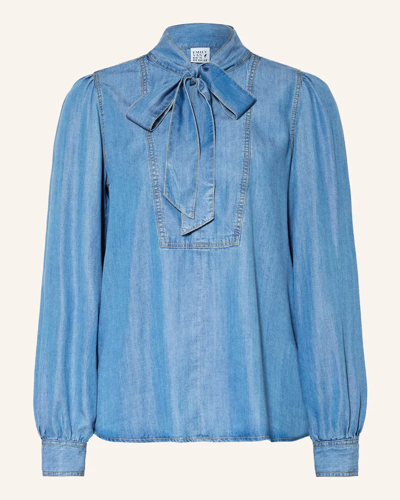 Emily van den Bergh Schluppenbluse in Jeansoptik Blau
