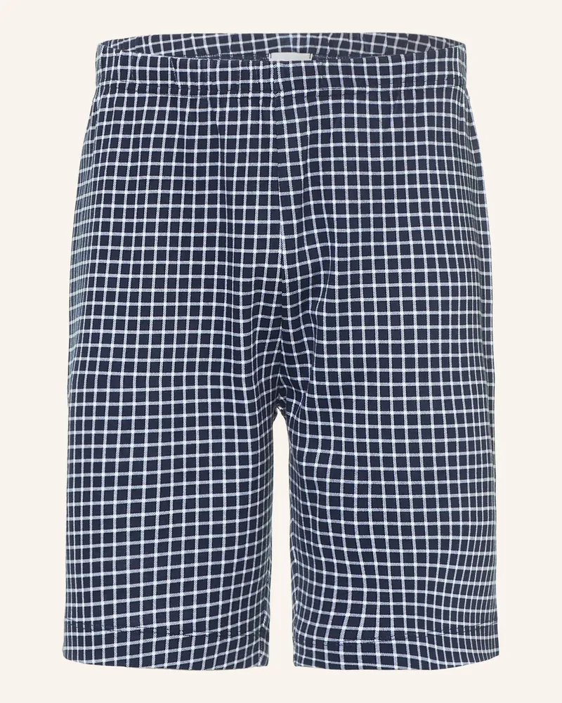 Mey Schlafshorts Serie White Check blau Dunkelblau