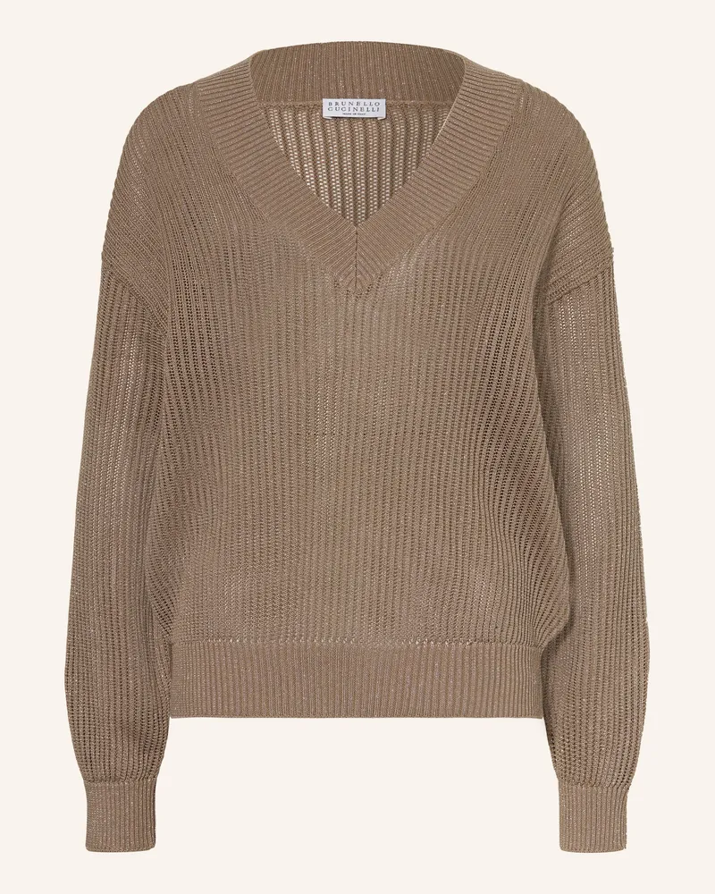 Brunello Cucinelli Pullover Mit Glitzergarn braun Taupe
