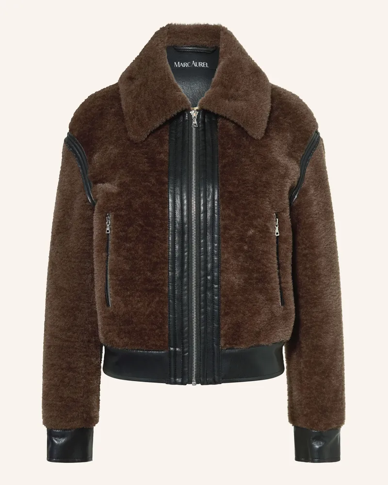 MARC AUREL Kunstfell-Jacke Im Materialmix braun Dunkelbraun