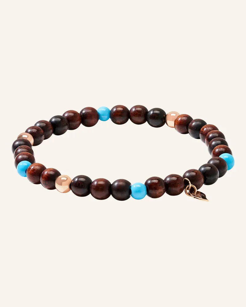 TAMARA COMOLLI Armband BRACELET INDIA SNAKEWOOD WITH TURQUOISE BEADS, ONE ROW, MEDIUM Snakewood Türkis 18K Roségold Roségold