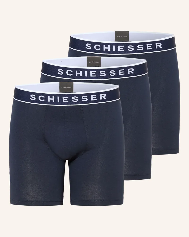 Schiesser 3er-Pack Boxershorts blau Dunkelblau