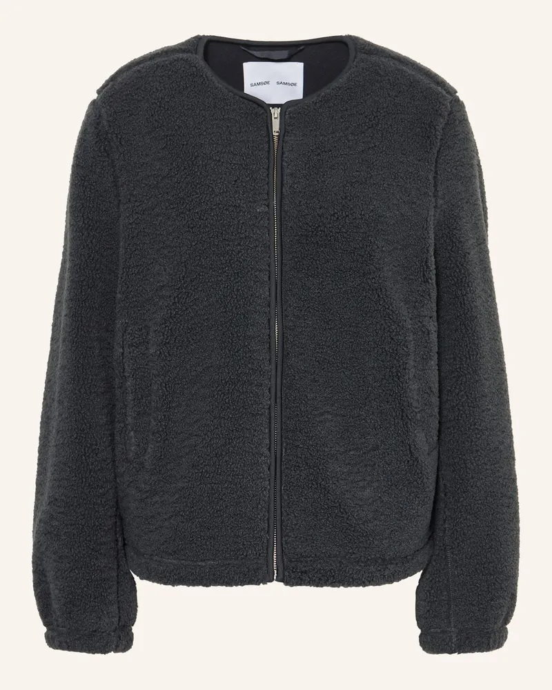 Samsøe & Samsøe Teddyfell-Jacke Saautumn grau Dunkelgrau