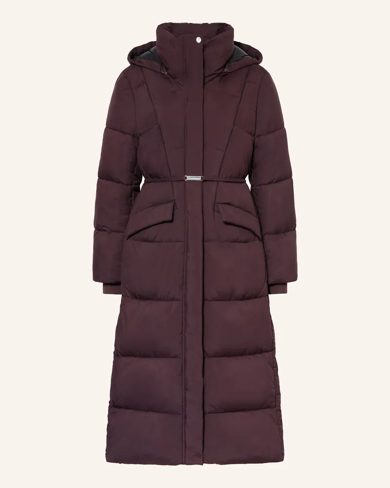 HUGO BOSS Steppmantel PAMAXI mit abnehmbarer Kapuze Dunkellila